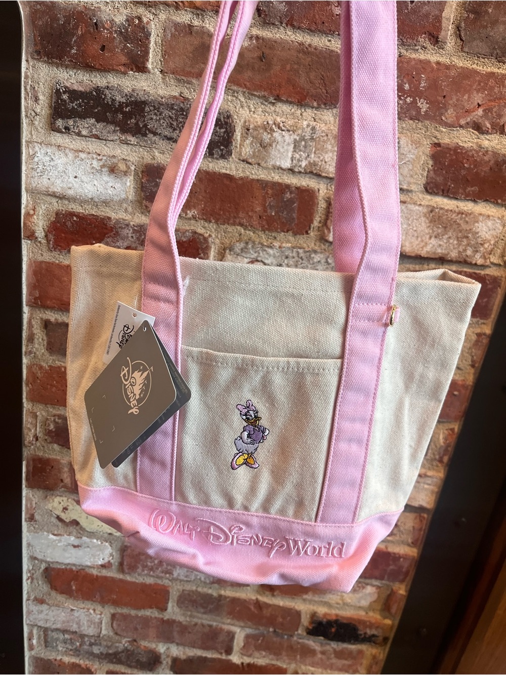 Disney Daisy Duck Canvas mini Tote in Pink and Cream